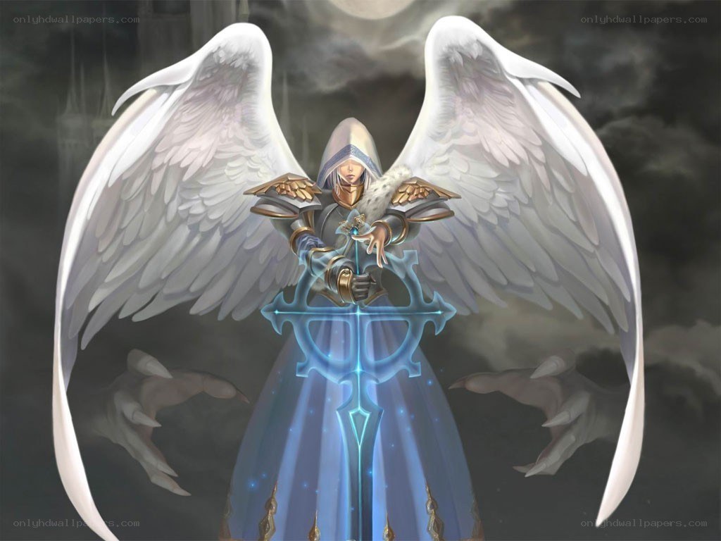 angelic warrior with glowing sword