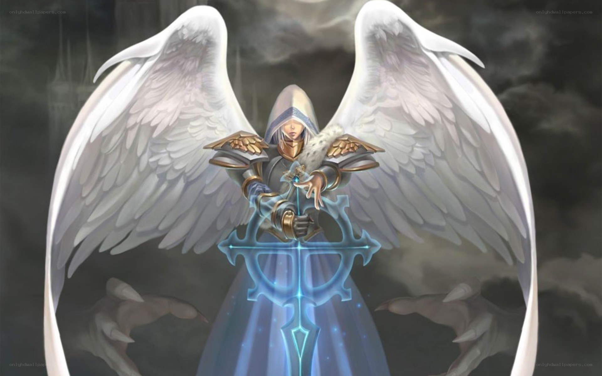 angelic warrior with glowing sword