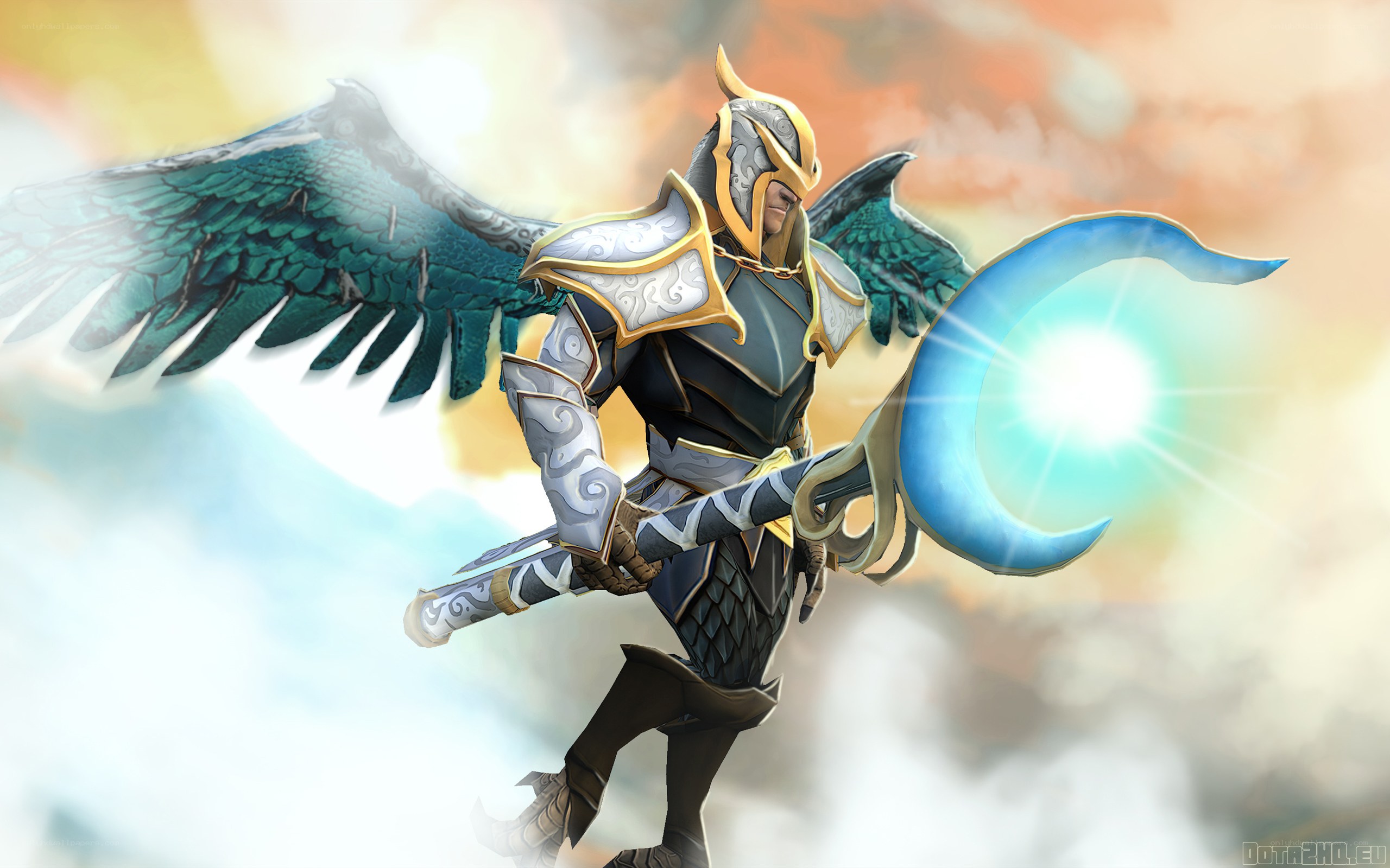 angelic warrior with glowing weapon