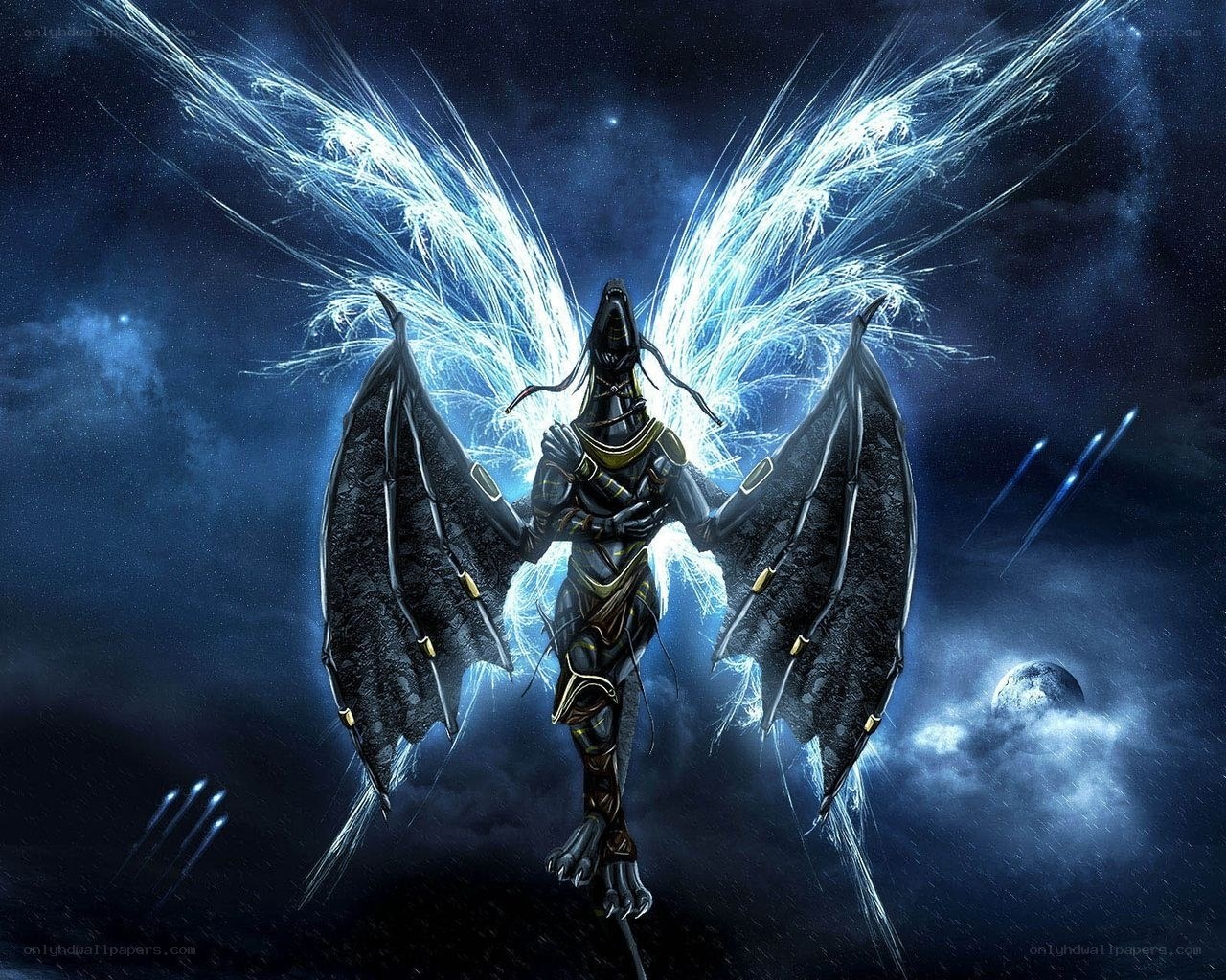 angelic warrior with glowing wings