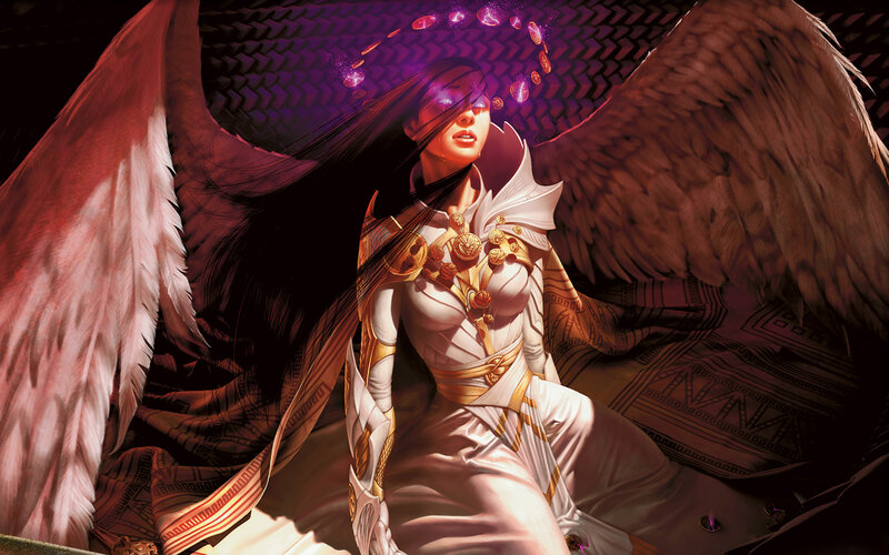 angelic warrior with glowing wings
