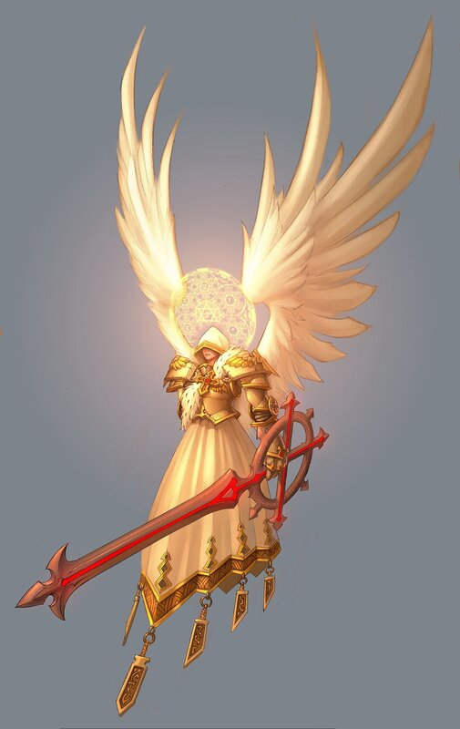 angelic warrior with glowing wings