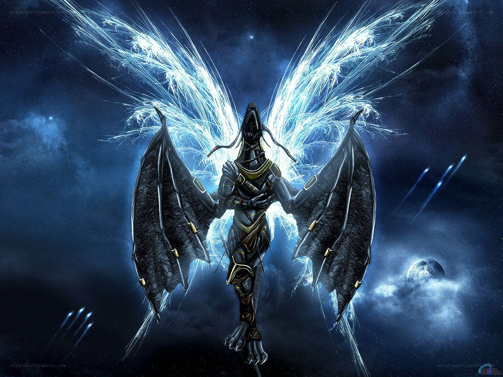 angelic warrior with glowing wings