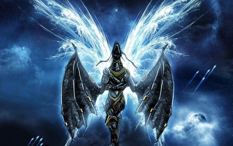 angelic warrior with glowing wings