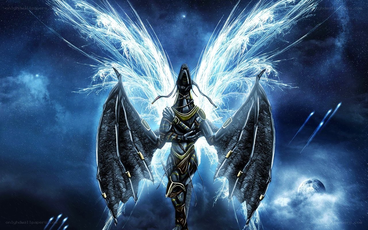 angelic warrior with glowing wings