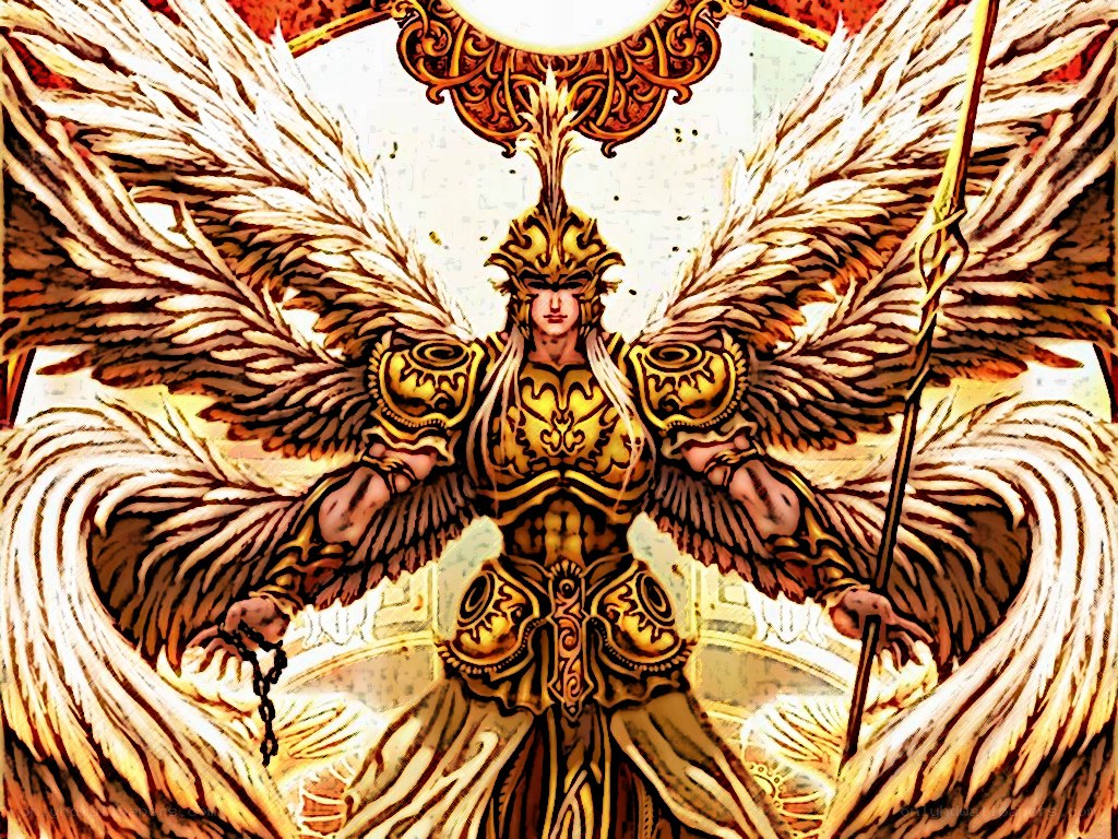 angelic warrior with golden armor