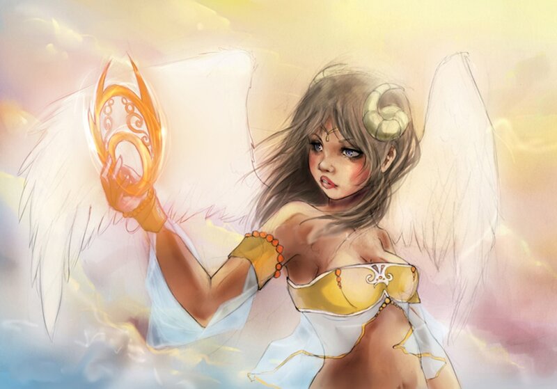 angelic warrior with golden staff