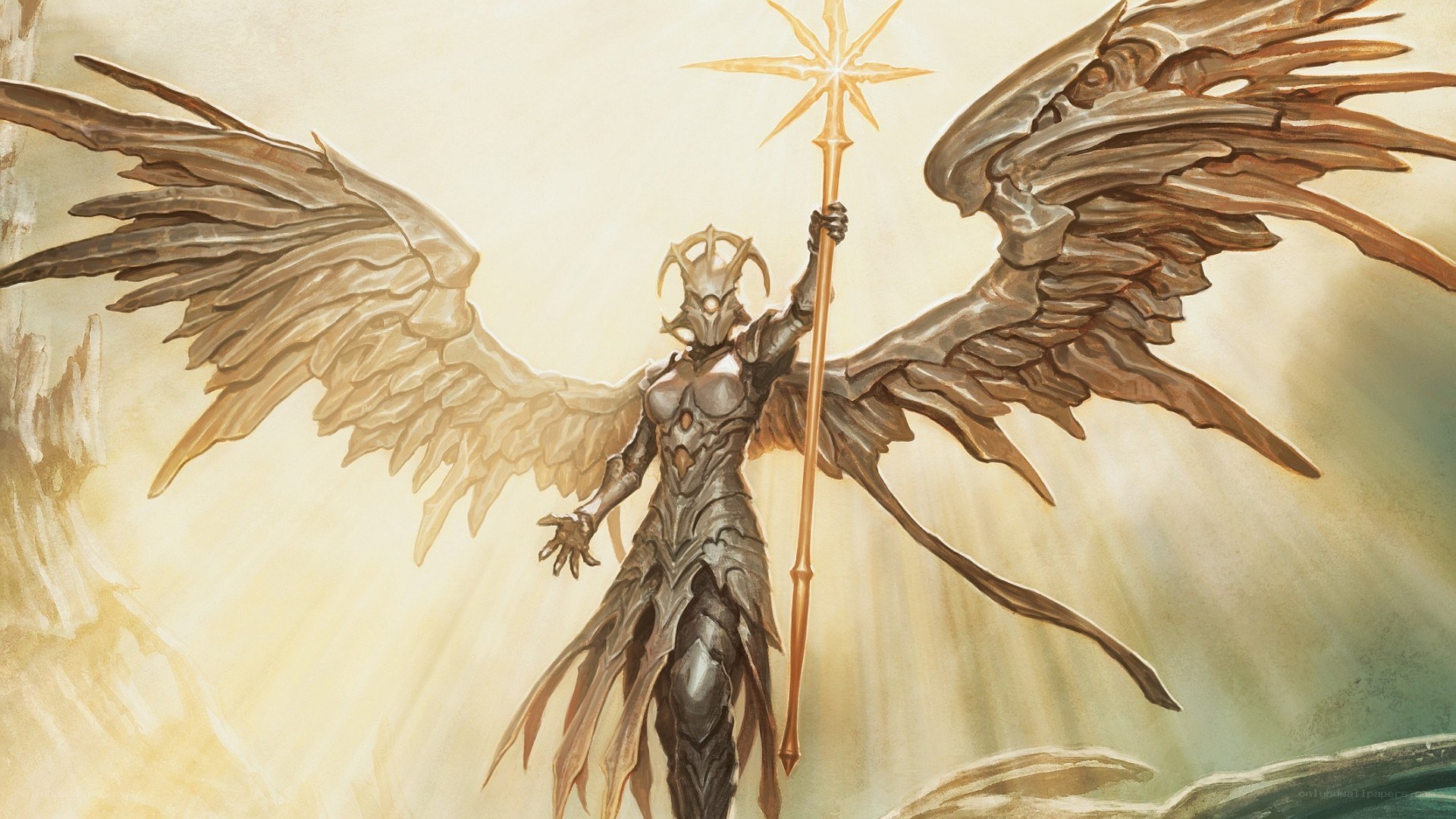 angelic warrior with golden staff