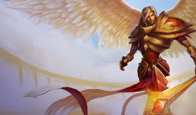 angelic warrior with golden wings