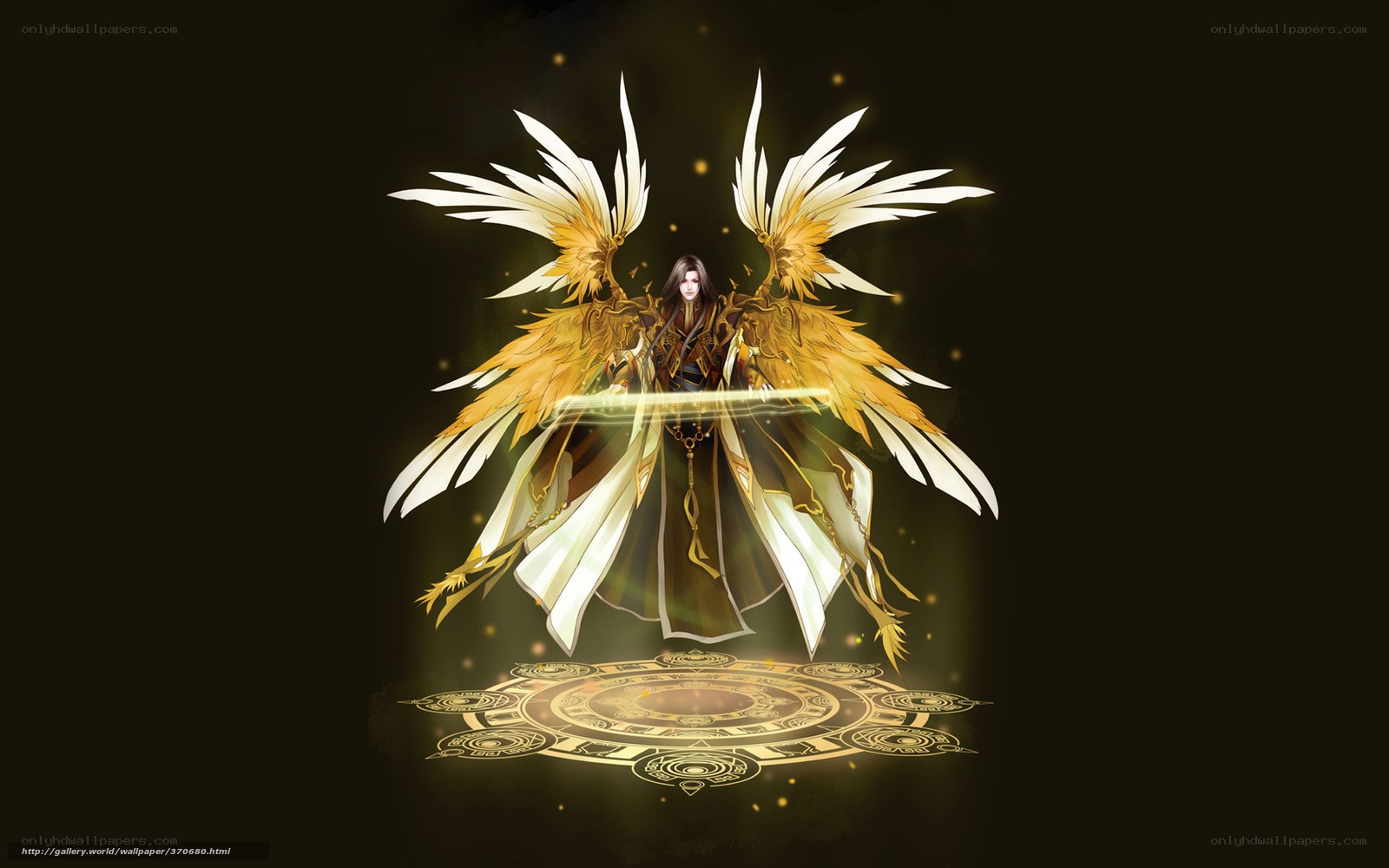 angelic warrior with golden wings