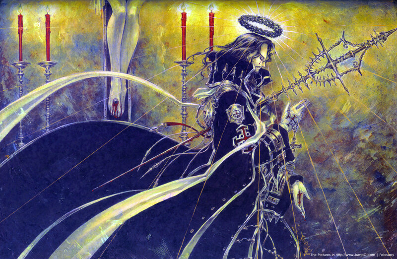 angelic warrior with halo and weapon