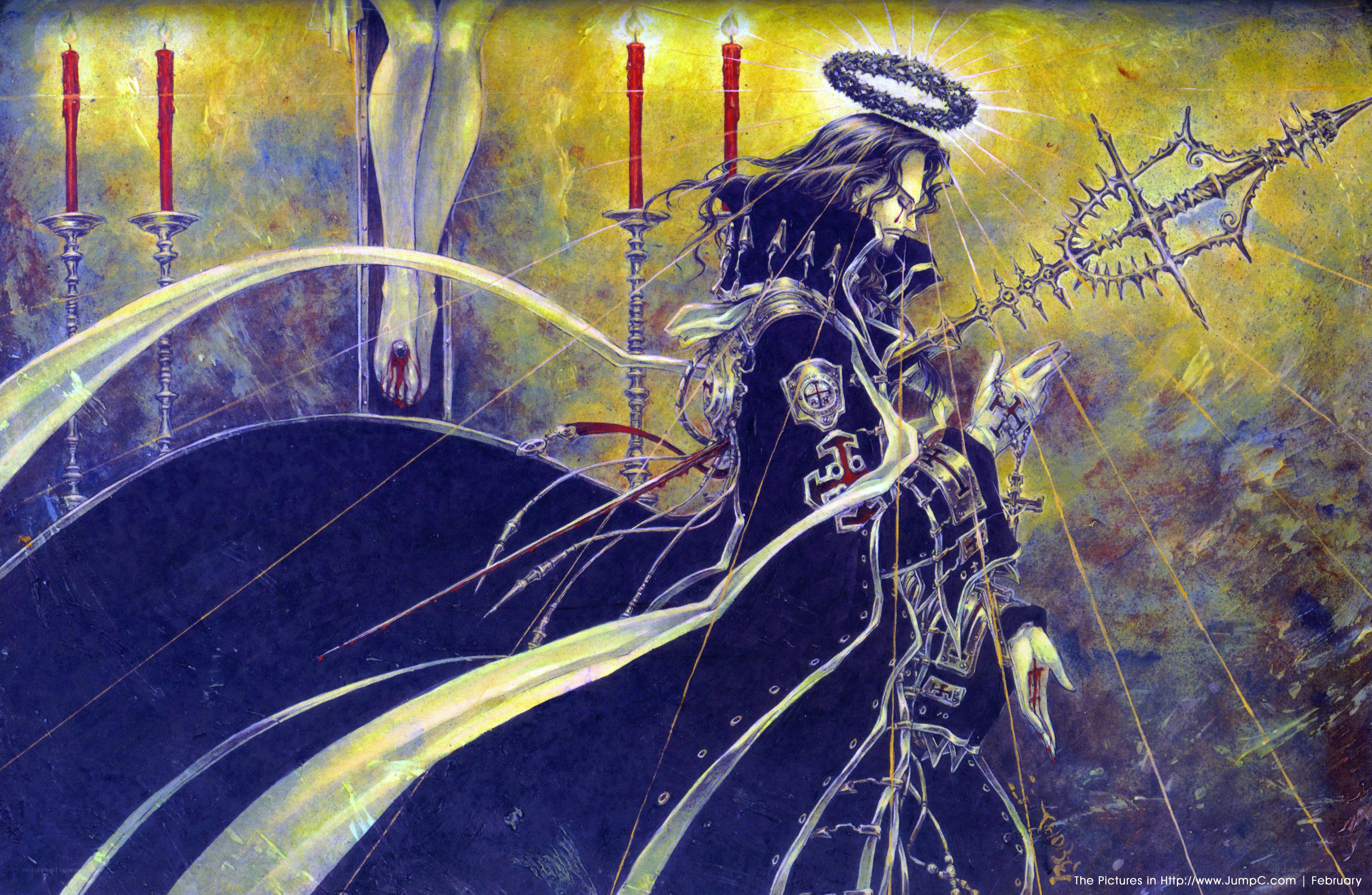 angelic warrior with halo and weapon