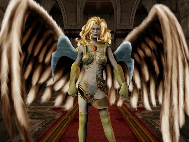 angelic warrior with large wings