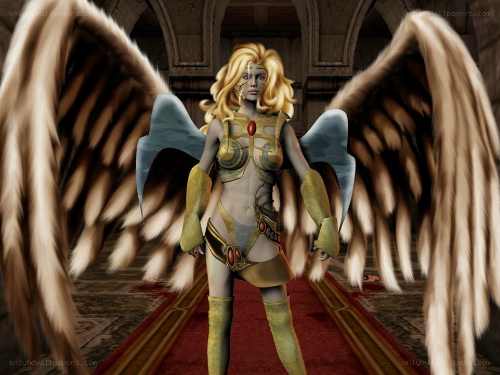 angelic warrior with large wings