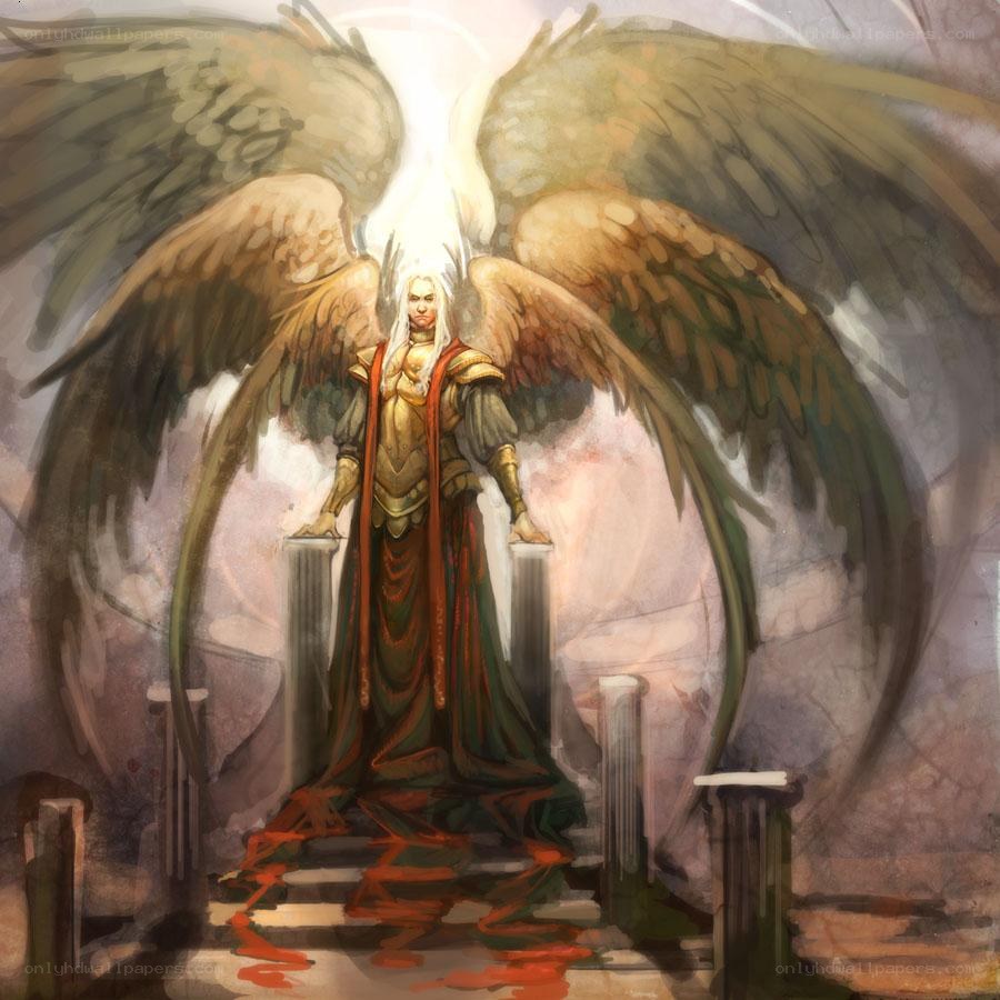 angelic warrior with large wings