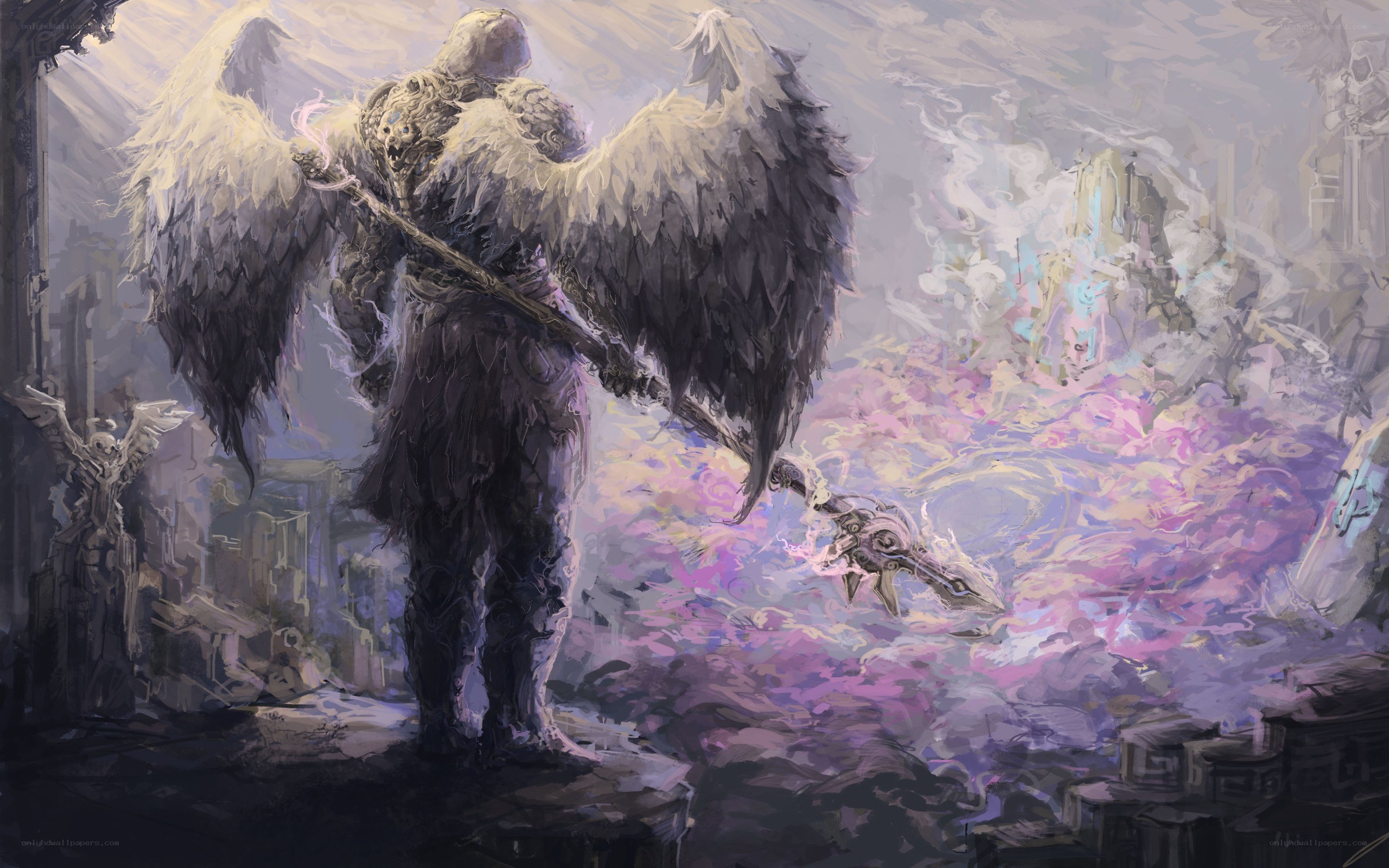 angelic warrior with massive wings