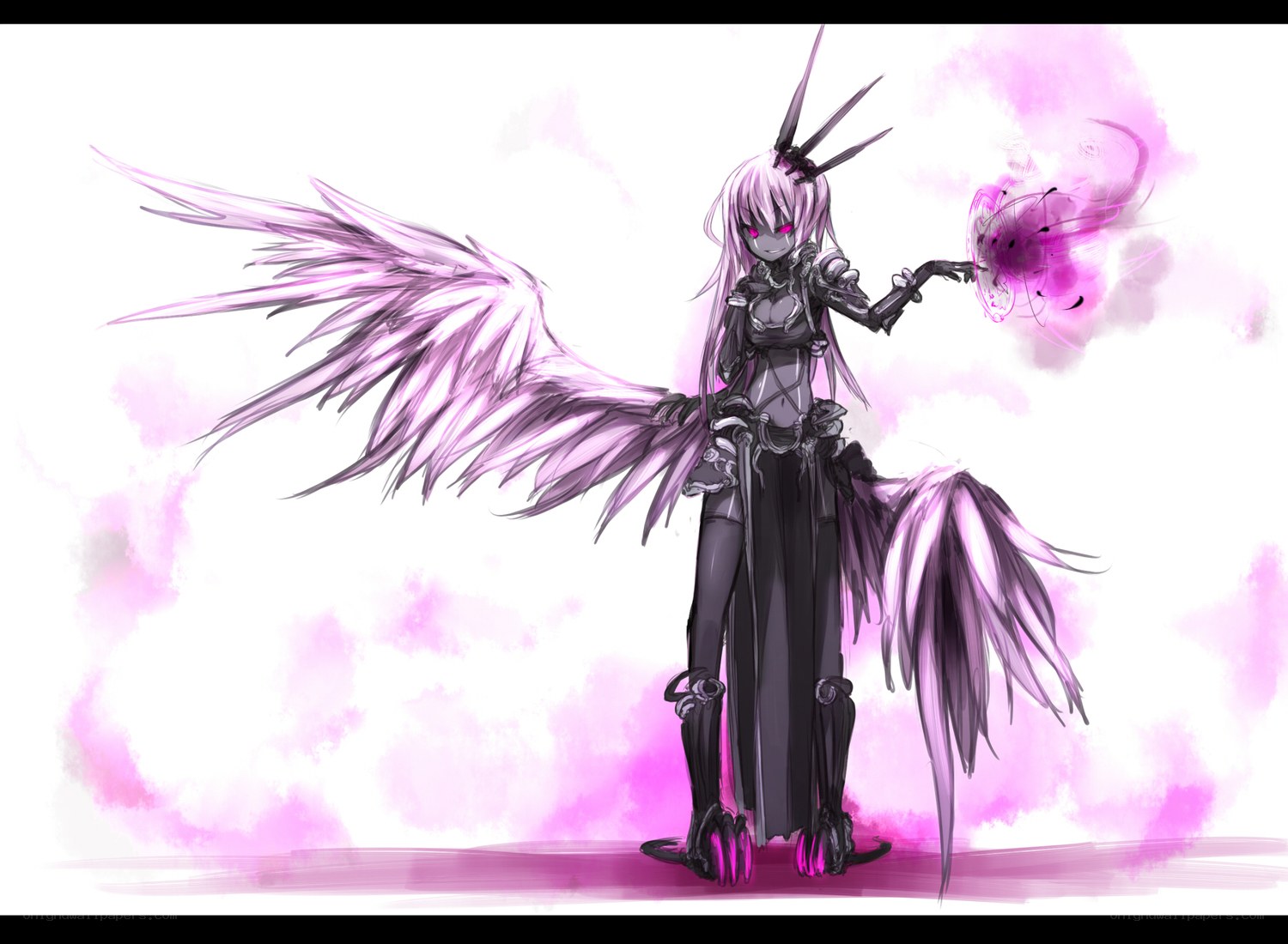 angelic warrior with pink wings
