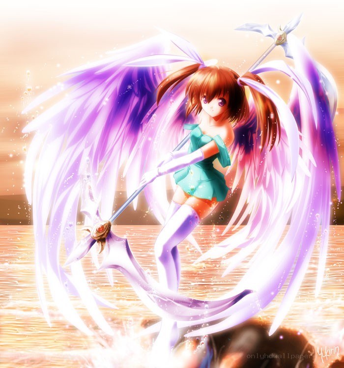 angelic warrior with purple wings