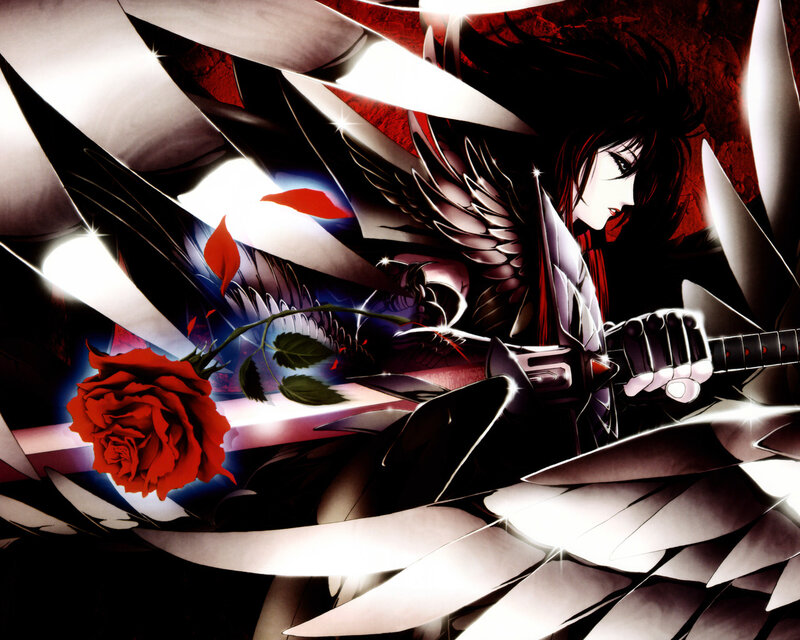 angelic warrior with red rose