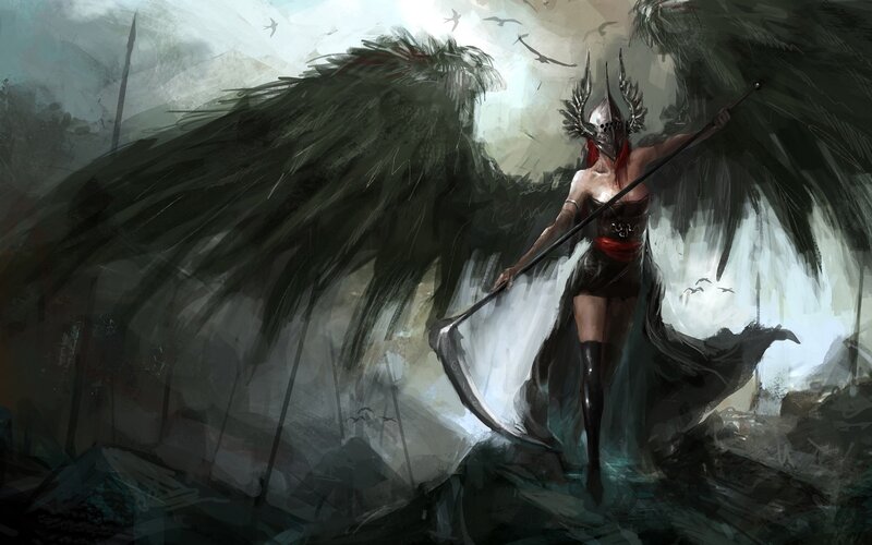 Angelic Warrior with Scythe — Black