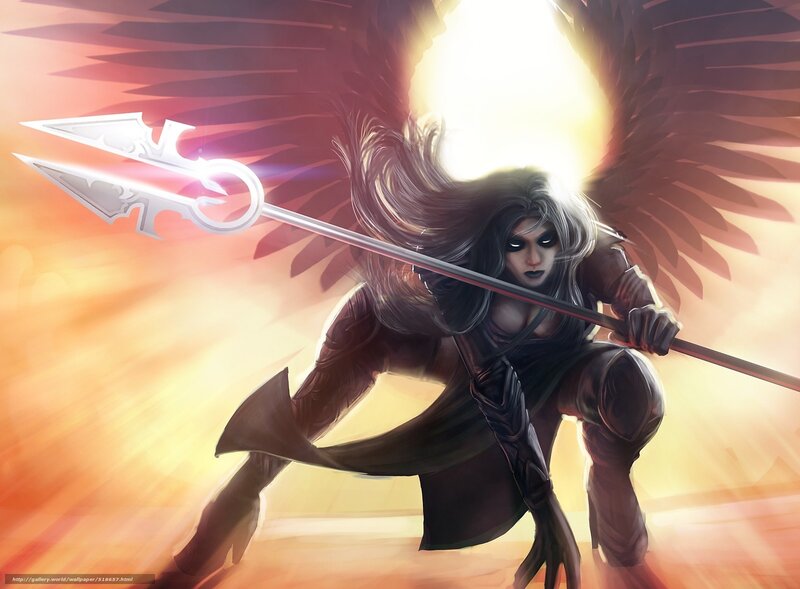 Angelic Warrior with Spear — Orange, Dramatic