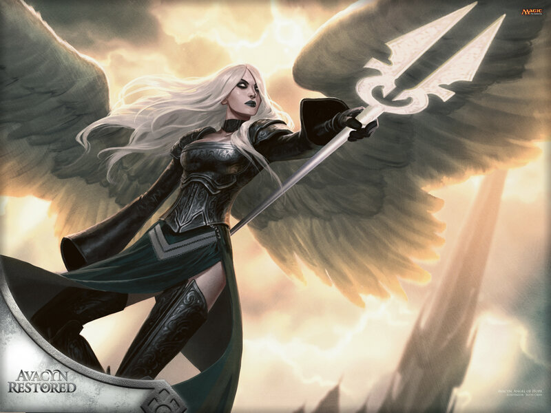 Angelic Warrior with Spear — White, Dramatic, Illustration