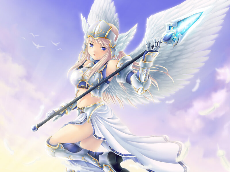 Angelic Warrior with Spear — White, Serene
