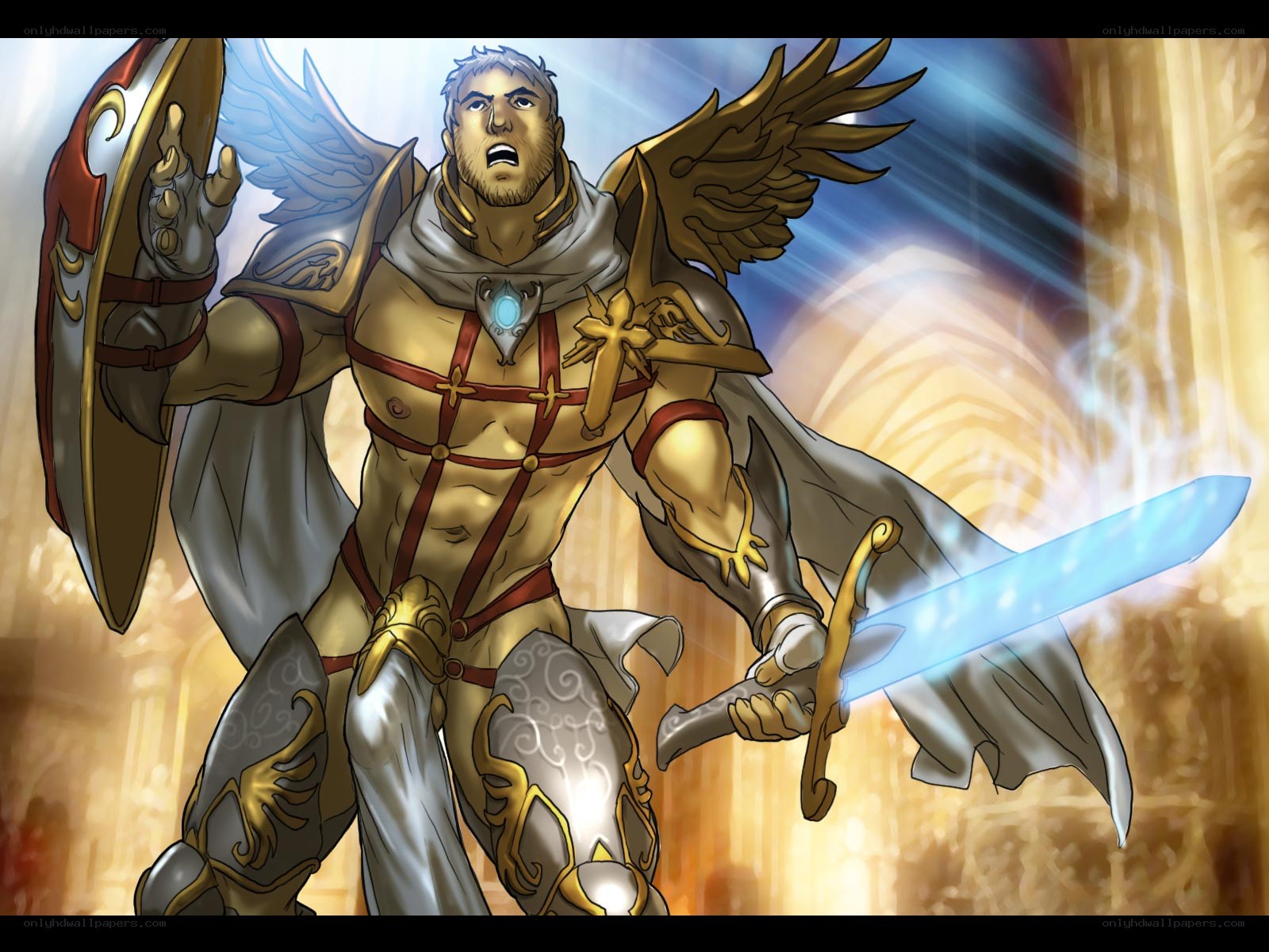 angelic warrior with sword and shield
