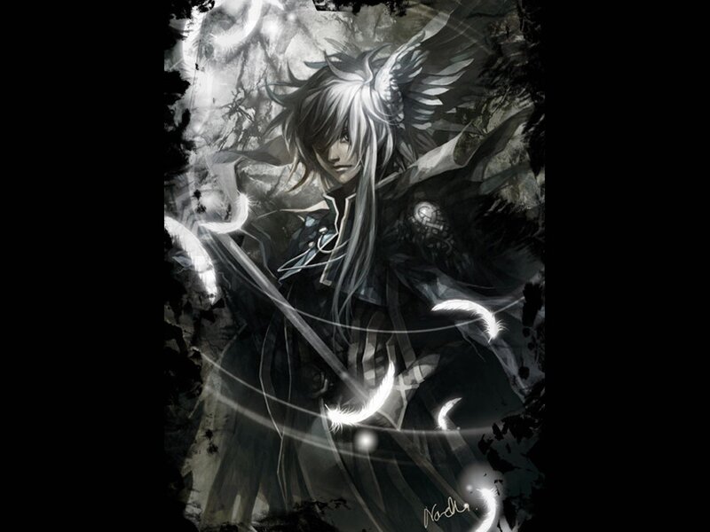 Angelic Warrior with Sword — Black, Dramatic, Night, Digital Art, Wings, Feathers