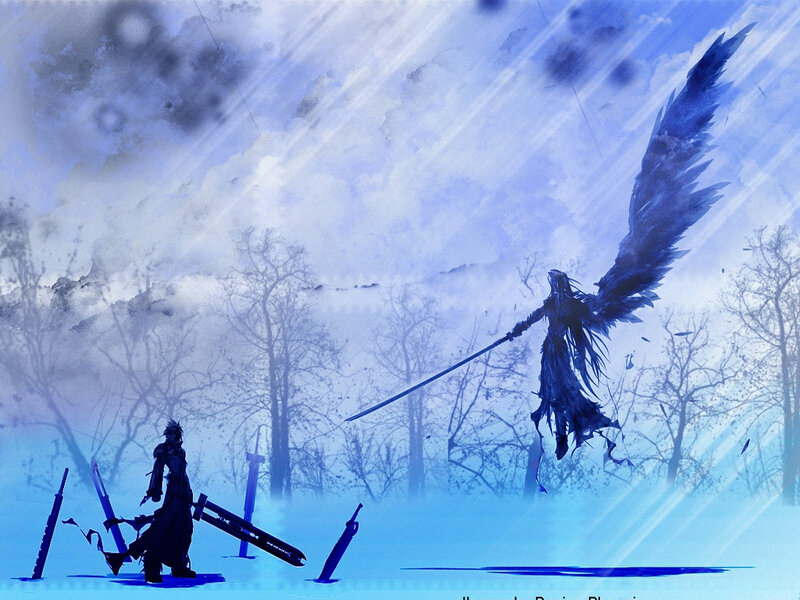 Angelic Warrior with Sword — Blue, Dramatic, Winter