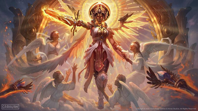Angelic Warrior with Sword — Gold, Dramatic, Digital Art, Angels