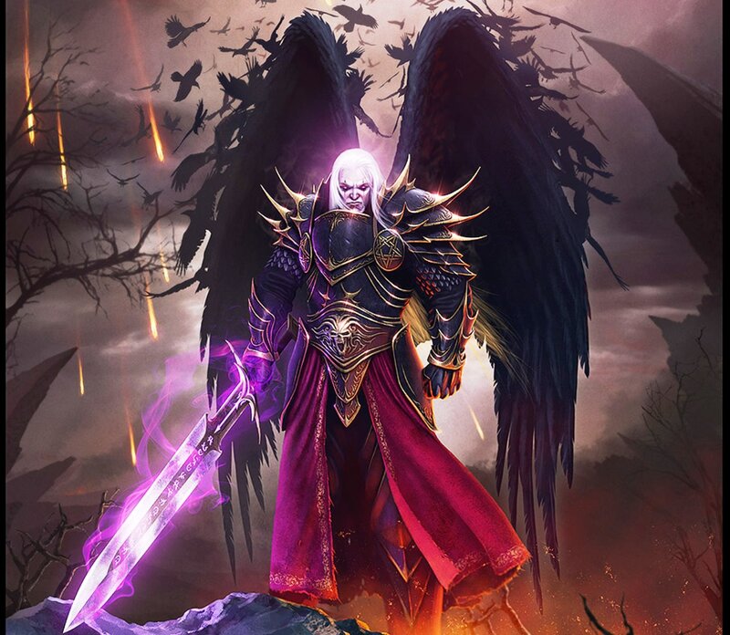 Angelic Warrior with Sword — Purple
