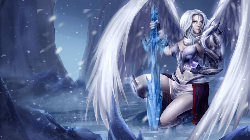 Angelic Warrior with Sword — White, Dramatic, Cold