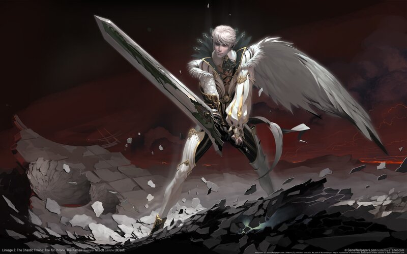 Angelic Warrior with Sword — White, Dramatic, Digital Art, Wings, Debris