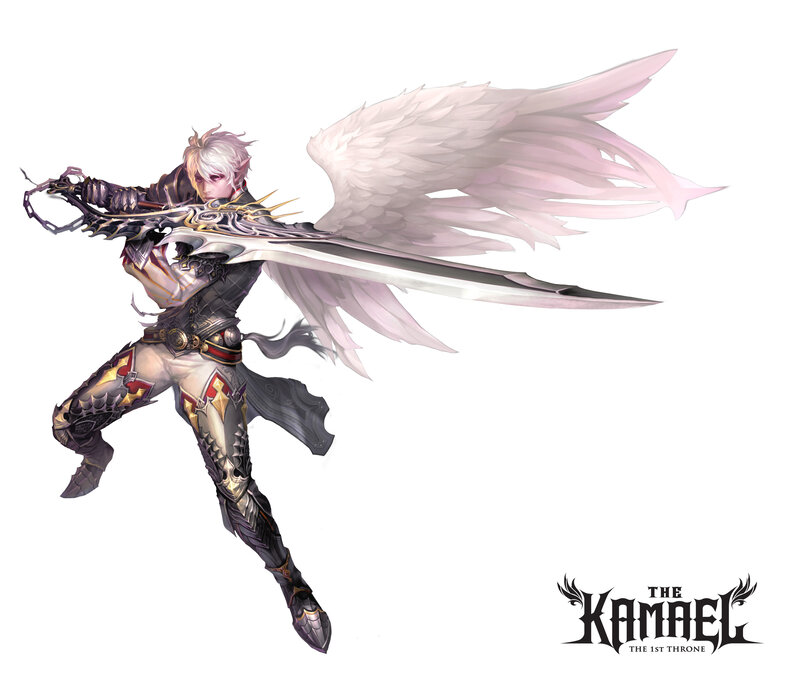Angelic Warrior with Sword — White, Dramatic