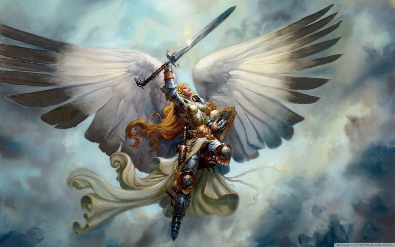 Angelic Warrior with Sword — White