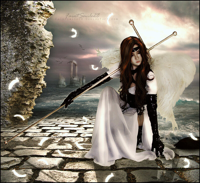 angelic warrior with swords