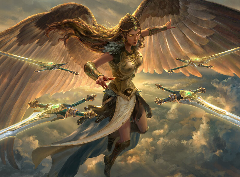 Angelic Warrior with Swords — Gold