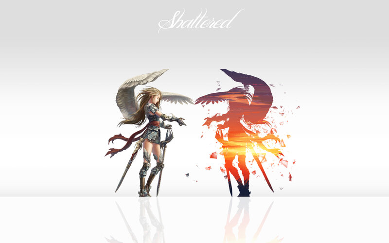 Angelic Warrior with Swords — White