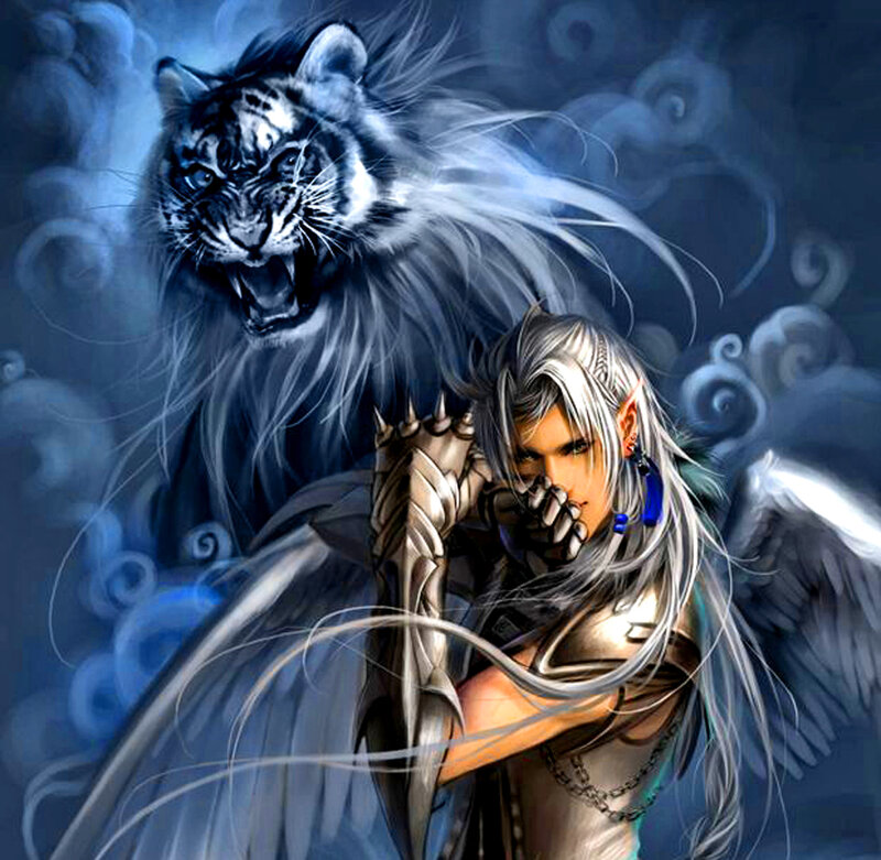 Angelic Warrior with Tiger