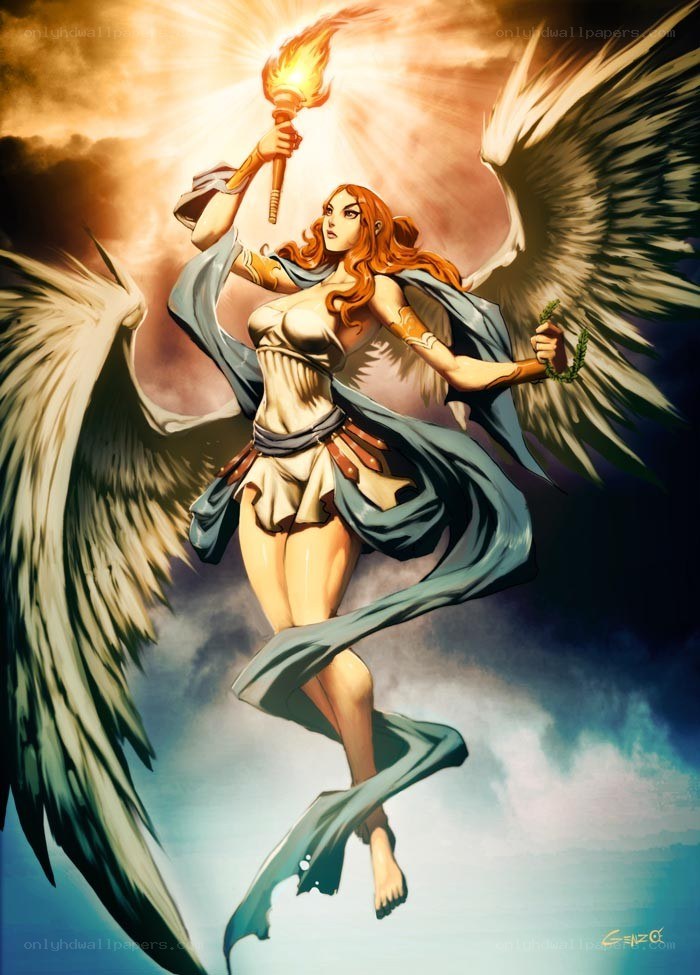 angelic warrior with torch