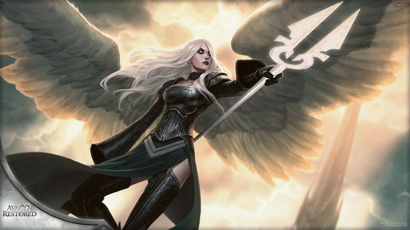 Angelic Warrior with Trident — White