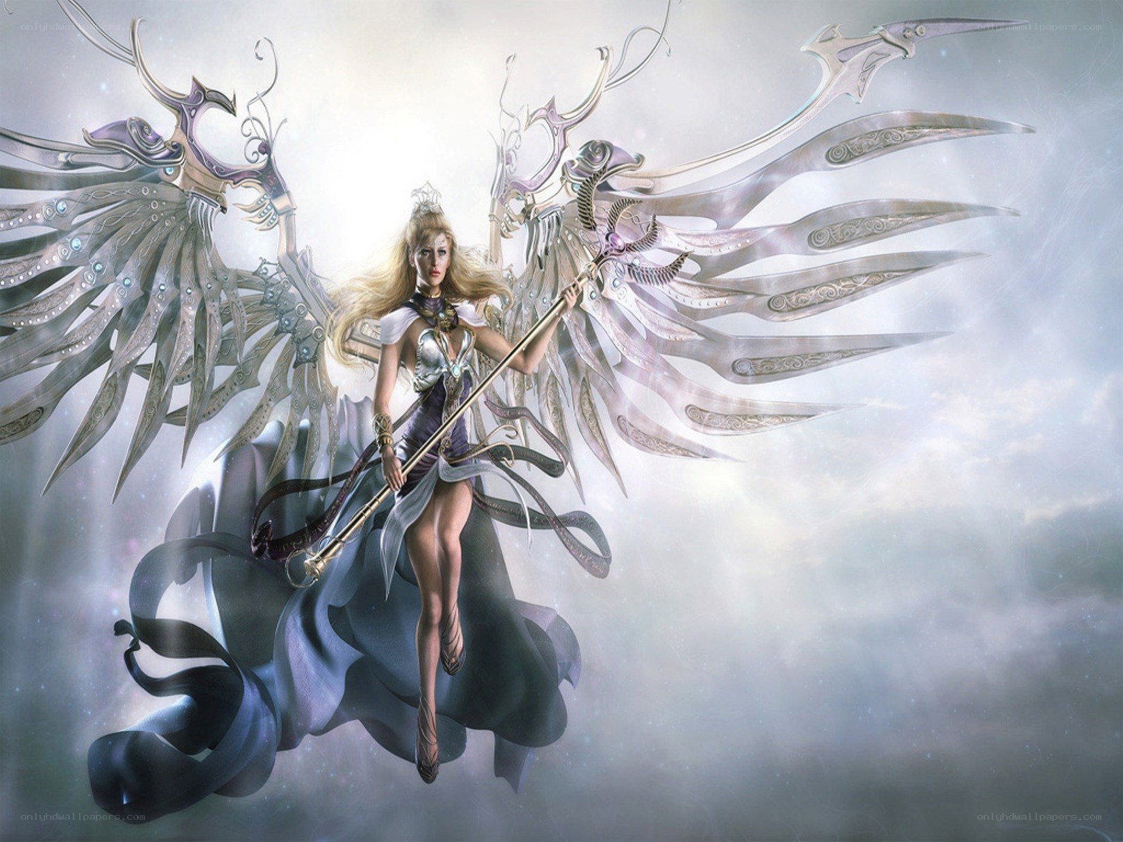 angelic warrior with wings