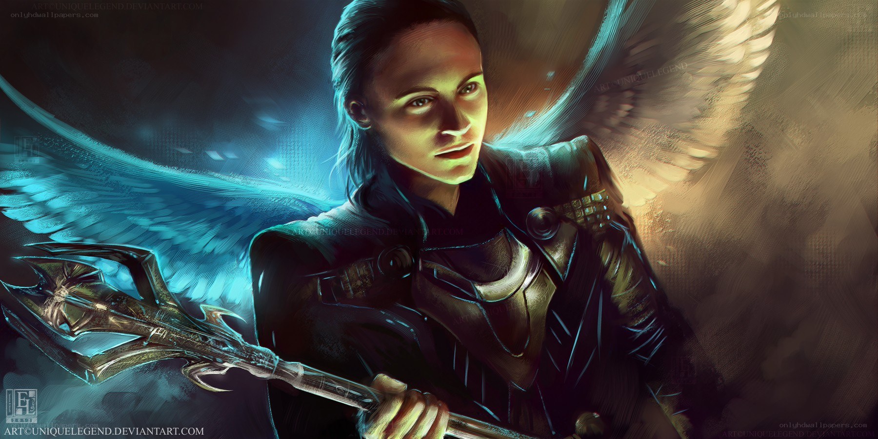 angelic warrior with wings
