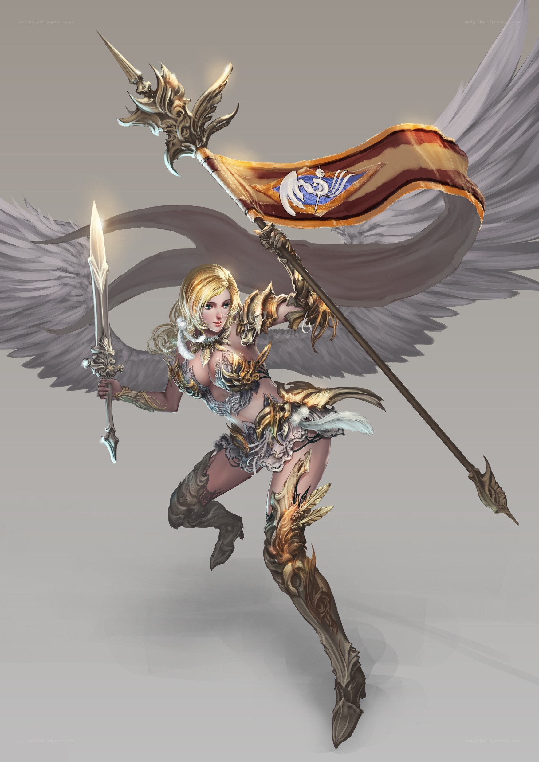 angelic warrior with wings