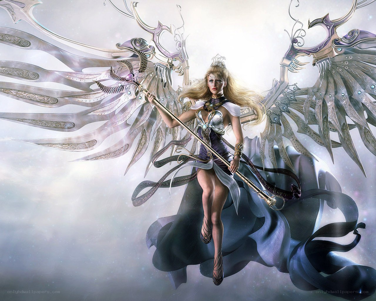 angelic warrior with wings