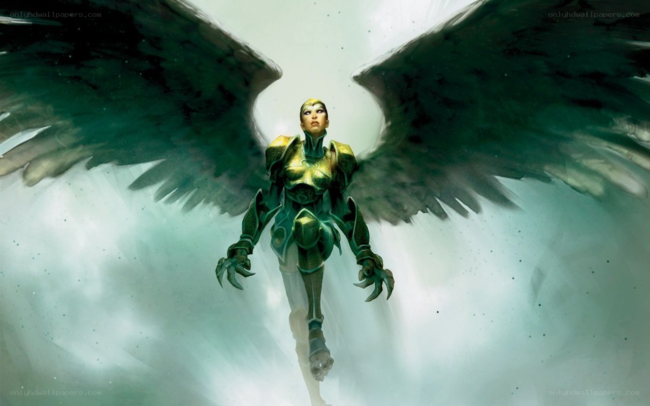 angelic warrior with wings