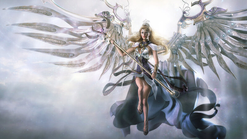 angelic warrior with wings