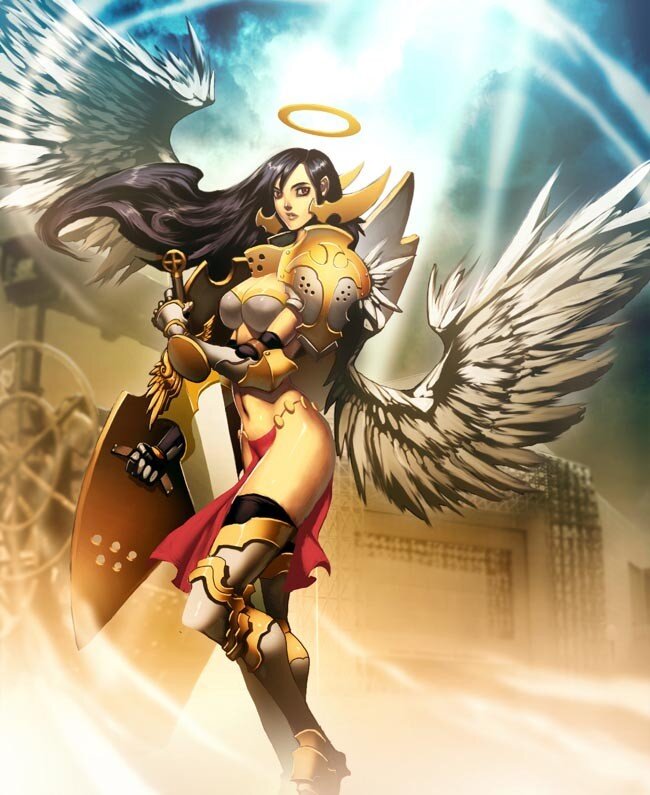 angelic warrior with wings