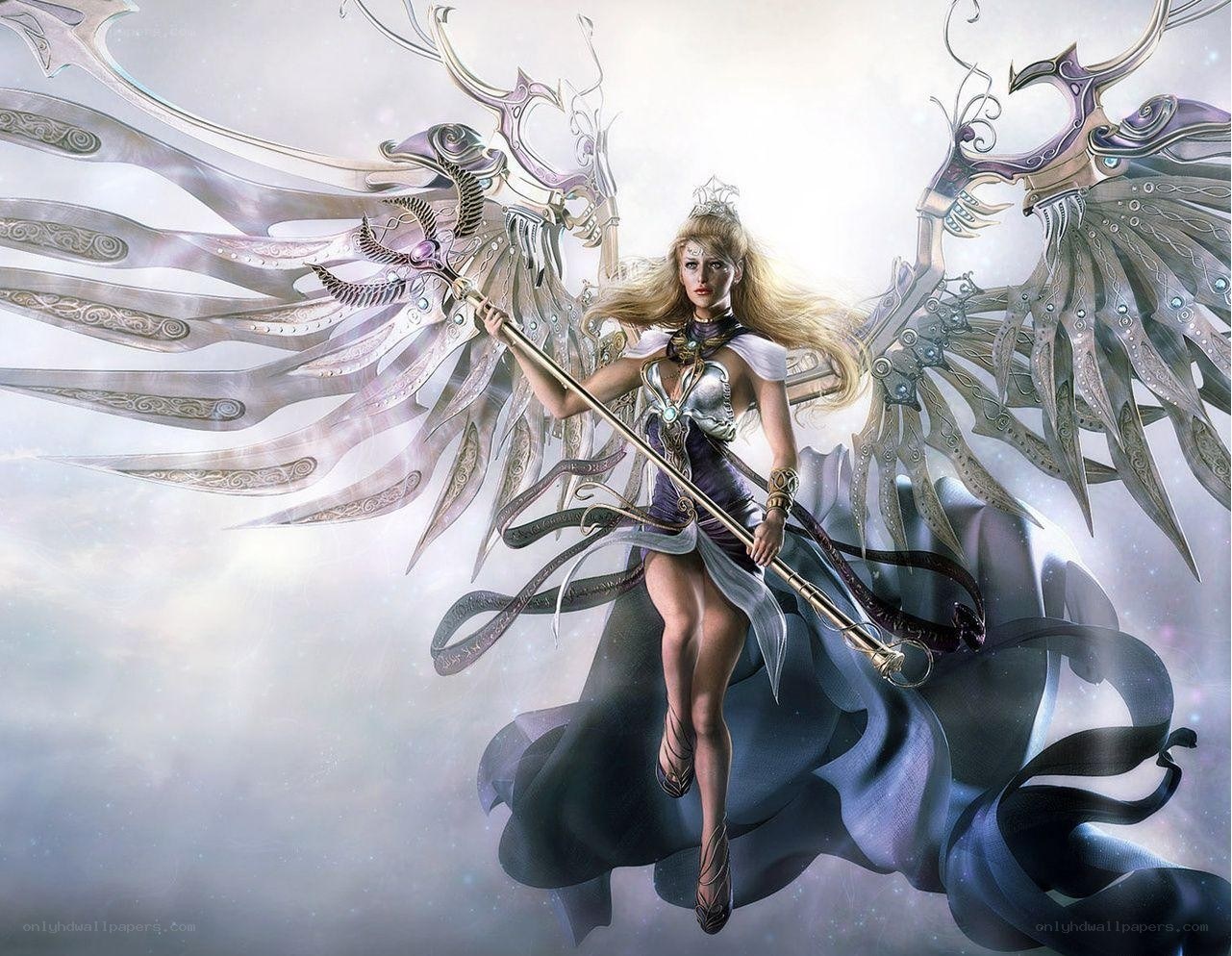 angelic warrior with wings